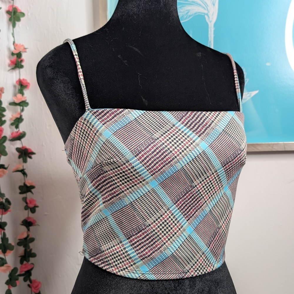 Source Unknown Blue and Pink Plaid Camisole
